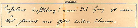Sample of Mezzofanti's handwriting in German : Click to enlarge picture